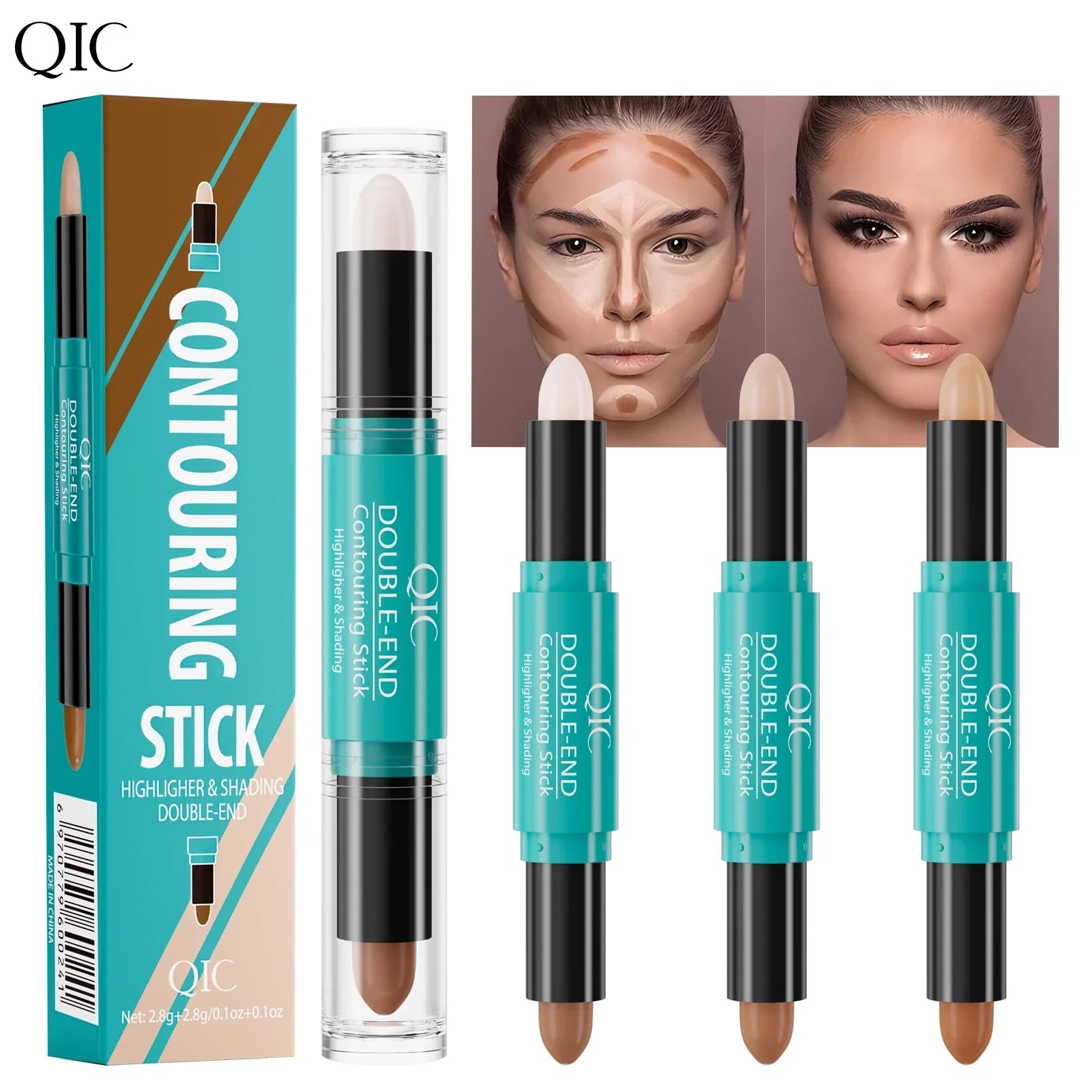 Baton Fond de Teint Double tete - Correcteur Visage - QIC