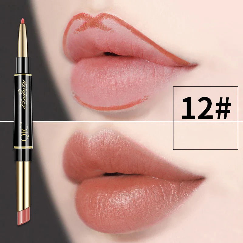 Crayon a levre 2 en 1 - Rouge a levre longue duree - QIC