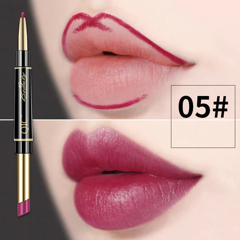 Crayon a levre 2 en 1 - Rouge a levre longue duree - QIC