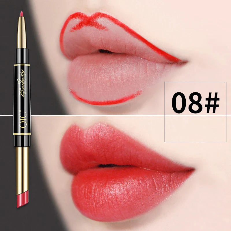 Crayon a levre 2 en 1 - Rouge a levre longue duree - QIC