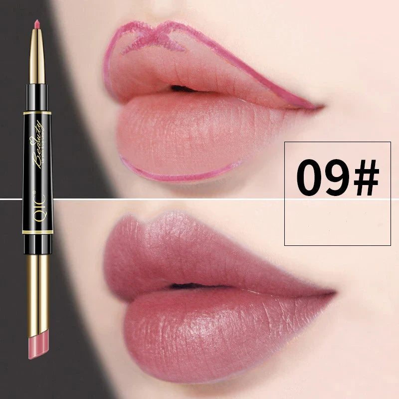 Crayon a levre 2 en 1 - Rouge a levre longue duree - QIC