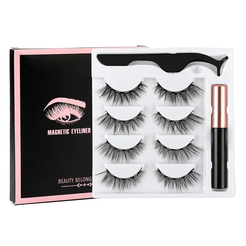 Faux Cils Magnetiques 4 Paires - Eyeliner Liquide