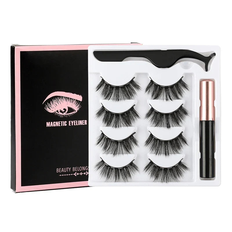 Faux Cils Magnetiques 4 Paires - Eyeliner Liquide