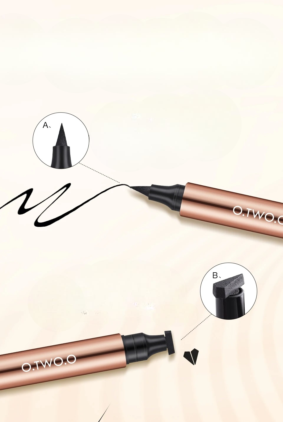 Stylo Eye Liner Liquide Noir Double Extremite - O.TW O.O